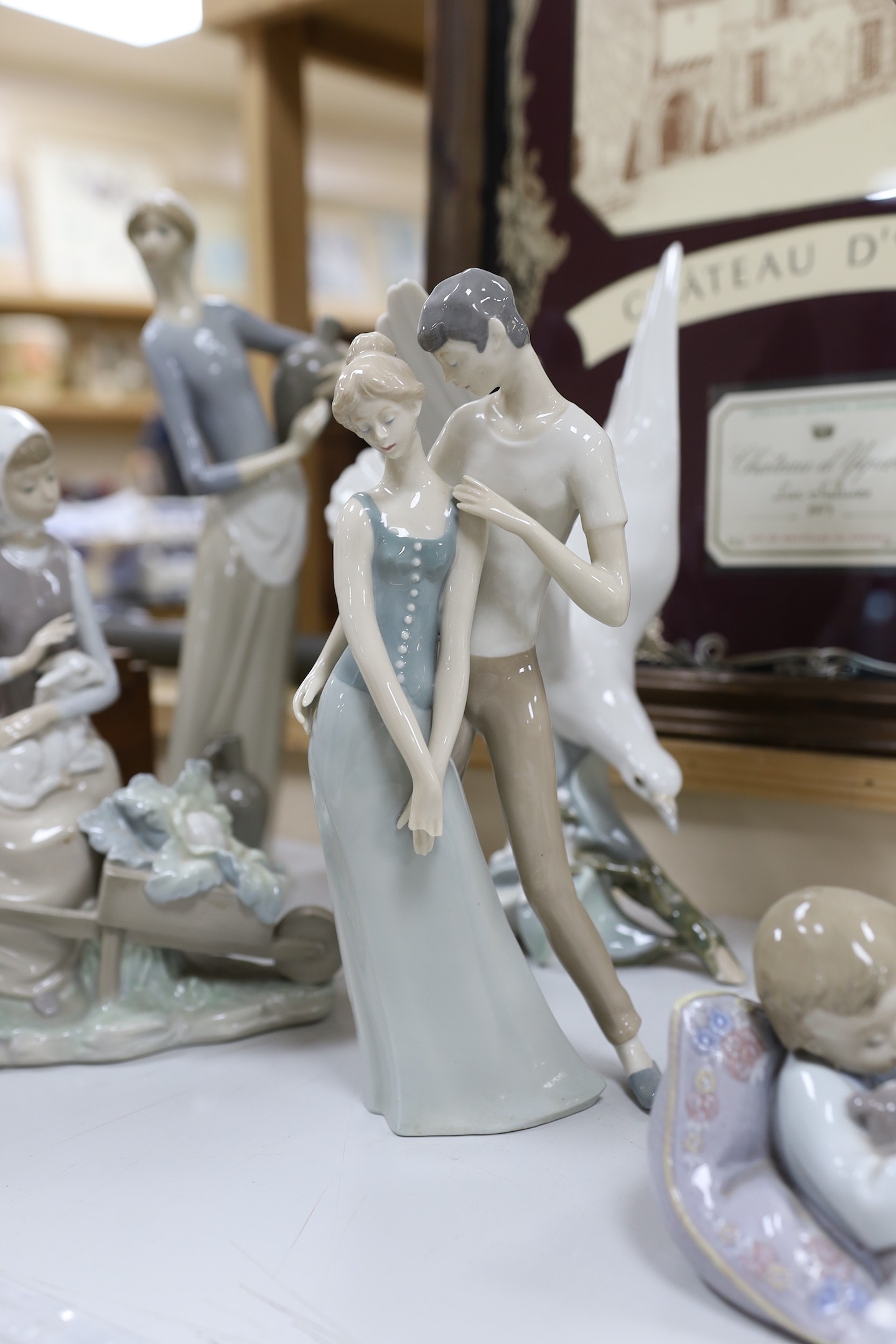 A collection of Lladro figure groups (8) tallest Virgin Mary 34cms high